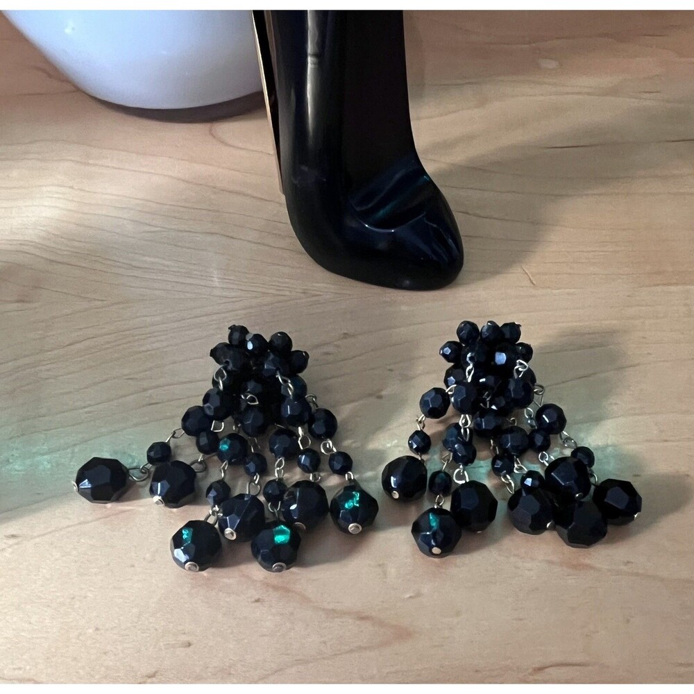 Vintage 1980s Maximalist Dangle Earrings Waterfall Clusters Old MTV Vibes